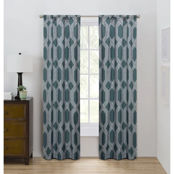 Blackout Curtain Draft Bar, Fleece Lined, With Rod Cover, Single Panel, Blue
