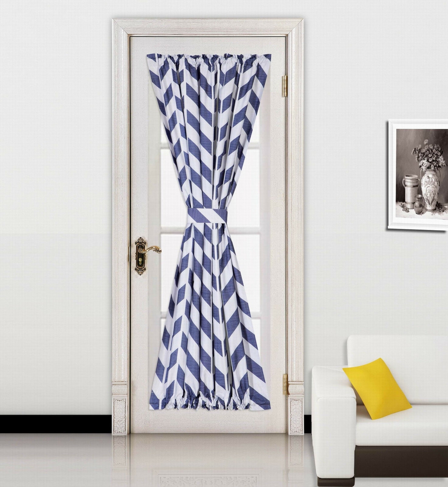Blackout Curtain for French Doors Solid Color Thermal Blackout Linen Glass Patio Door Curtain Panel Curtain for Door Window Curtains Rod Pocket 55" WIDE X 72" LENGTH GABY NAVY BLUE