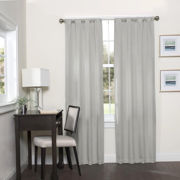Blackout Curtain, Grey Rod Pocket Drapes, 37x63 Inch Panel, Energy Efficient