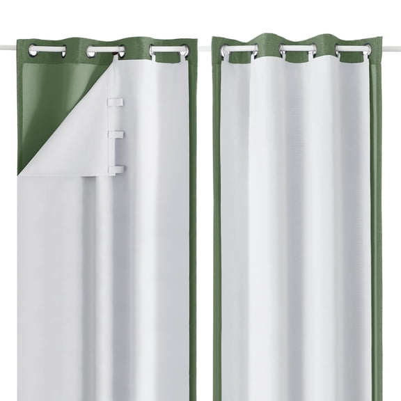Blackout Curtain Liner 2 Panles Set Darkening Liners For 95 96 Inch Curtabehind 2 Per With 14 Pieces Rings (greyish White 40w X 92l 2 Pieces)