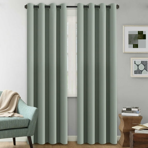 Blackout Curtain for Living Room Thermal Insulated Window Treatment Curtain Extra Long 108 inch Length Energy Saving Solid Grommet Top Blackout Drape, One Panel, Sage