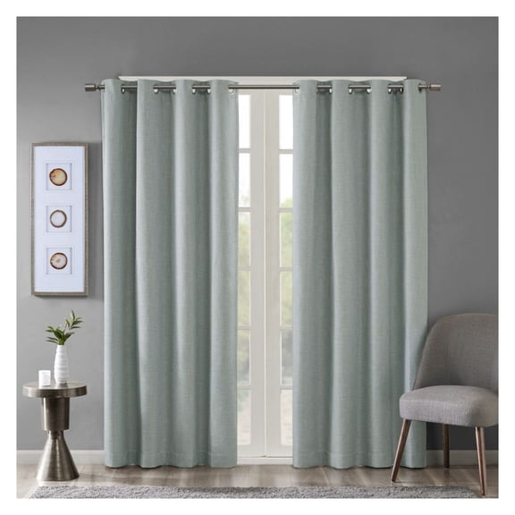Blackout Curtain Panel - Printed Heathered - 50x84 Inch - Single Panel - Grommet Top - Light Filtering & Noise Reducing