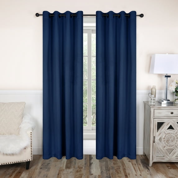 Blackout Curtain Panels, Set of 8, 52" x 84", Navy Blue