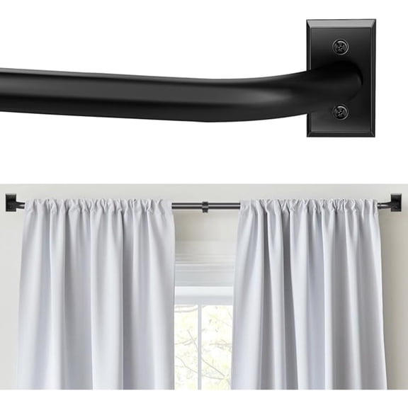 Blackout Curtain Rod, Adjustable Extra Long Curtain Rod for Windows 66 to 152 Inches(5.5-12.7Ft), Wrap Around Heavy Duty Curtain Rods, Room Darkening French Return Rod, Matte Black