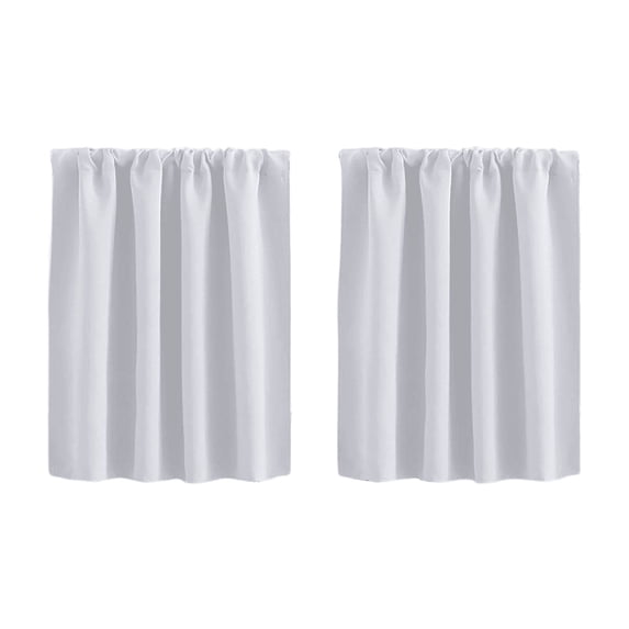 Blackout Curtain Short Thermal Insulated Panel,High-Density Rod Pocket Drape,Privacy Light Control Window Valance for Kitchen Cafe 52 x 18 in White