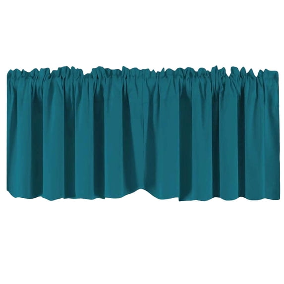 Blackout Curtain, Small Curtain, 45X57 In, Teal Solid Fabric, CurtainwithValance, Light Blocking, Kitchen Window, Privacy Coverage, 1 Pc