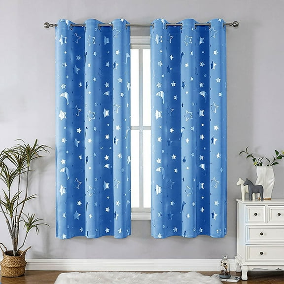 Blackout Curtain Valances for Kitchen Window/Living Room/Bathroom Privacy Added Rod Pocket Home Decoration Winow Valance, 52" W x 63" L, Glitter Stars in Gray Base