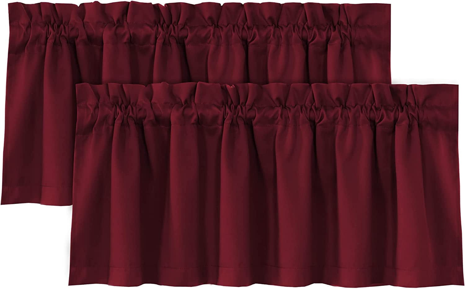 Blackout Curtain Valances for Kitchen Windows/Bathroom/Living Room/Bedroom Thermal Insulated Rod Pocket Valances for Windows, 2 Pack, 52" x 18"