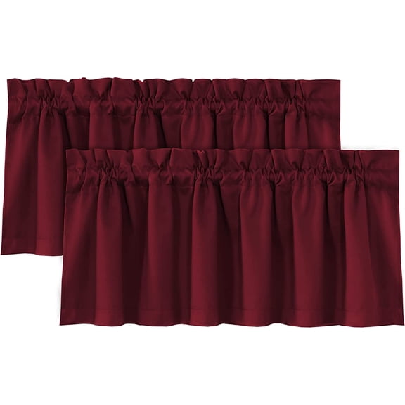 Blackout Curtain Valances for Kitchen Windows/Bathroom/Living Room/Bedroom Thermal Insulated Rod Pocket Valances for Windows, 2 Pack, 52" x 18"