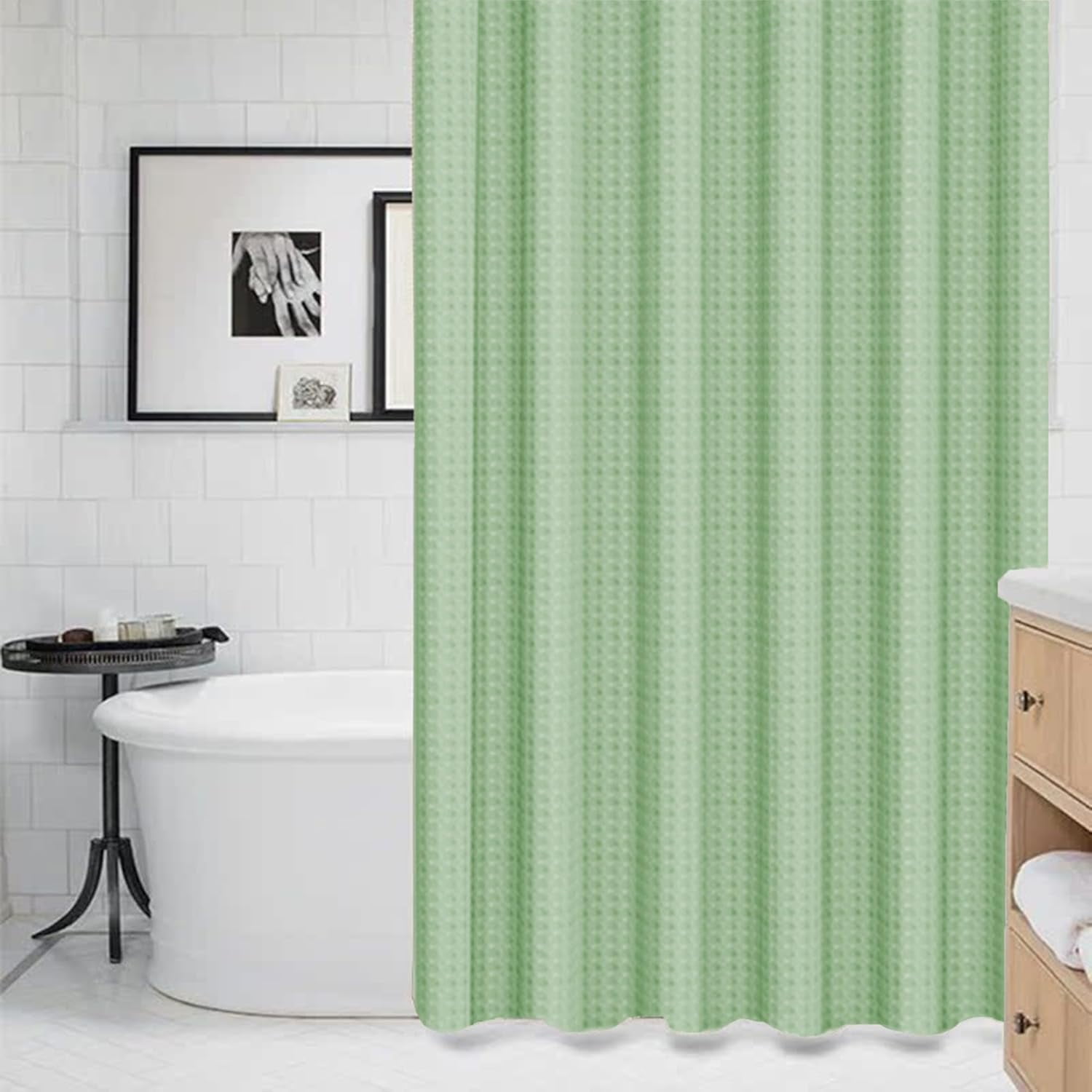 Blackout Curtain Waffle Shower Curtain Set with Hooks for Bathroom ...