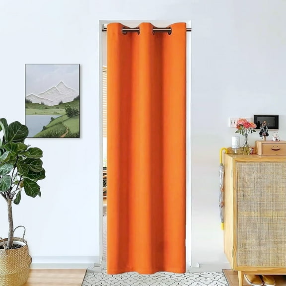 Blackout Curtain for Doorways and Closets K68 ORANGE Color Window Thermal Insulated Top Grommets for Bedroom 37" X 84"