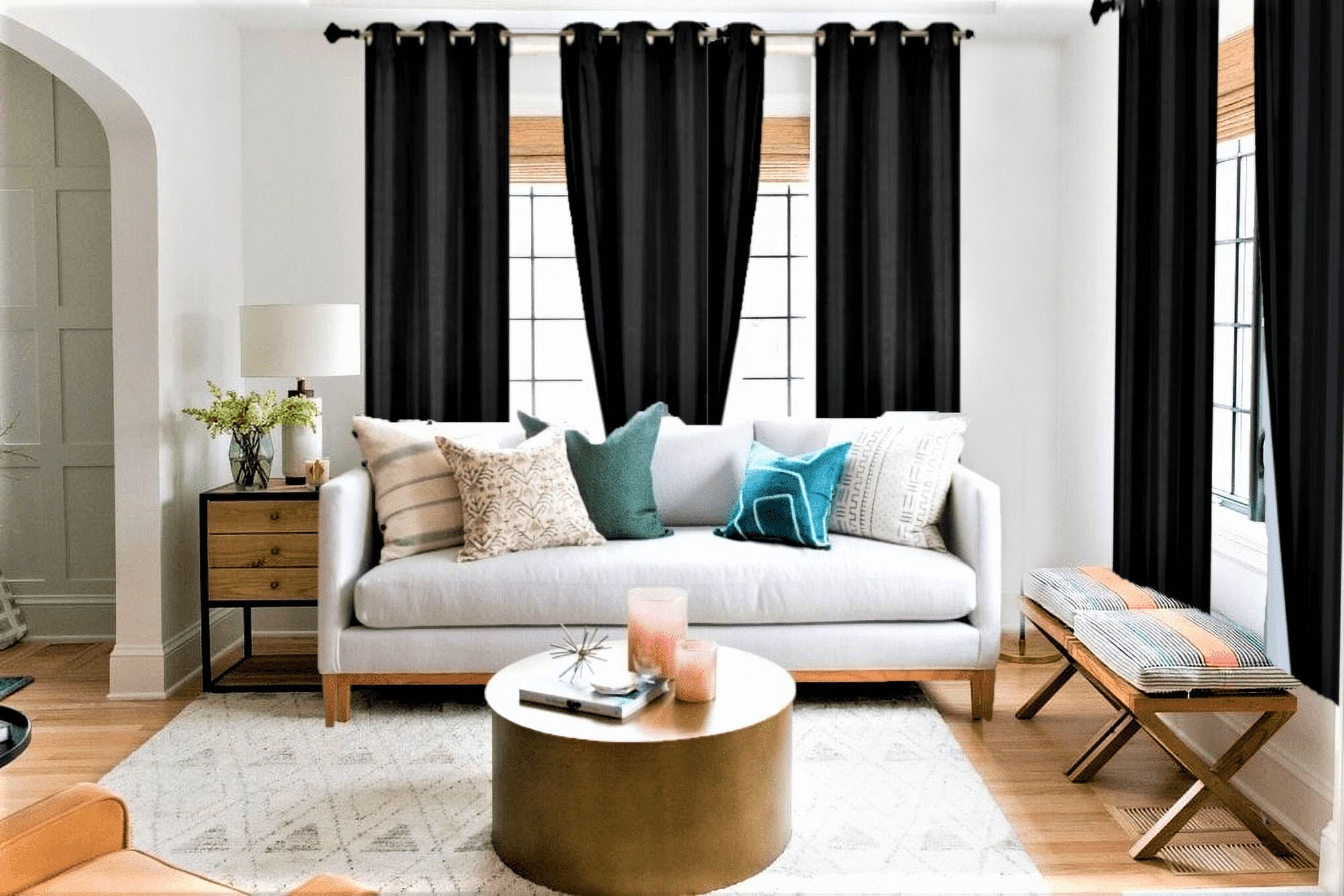 Blackout Curtain for Large Window Panels for Bedroom Full Room Darkening with Grommets Black Color 108" Length K86 2 pieces