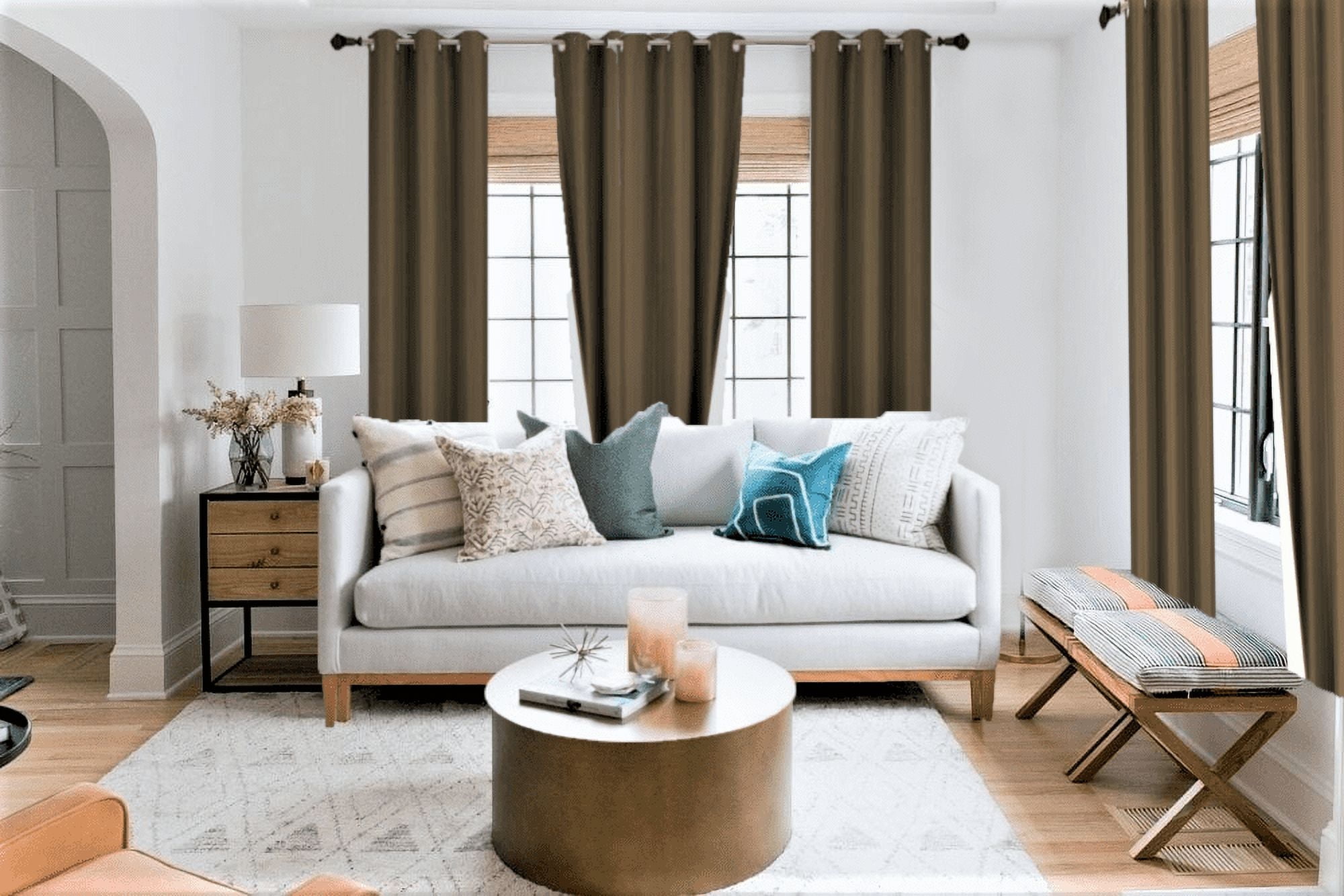 Blackout Curtain for Large Window Panels for Bedroom Full Room Darkening with Grommets Brown Color 108" Length K86 2 pieces