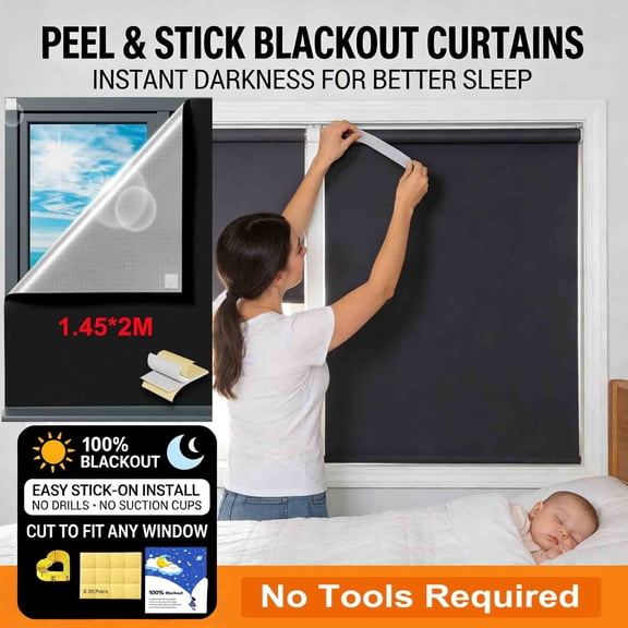Milemduomar Blackout Curtain with Suction Cups, Get Perfect Sleep & Total Privacy in Minutes – No Tools Needed!