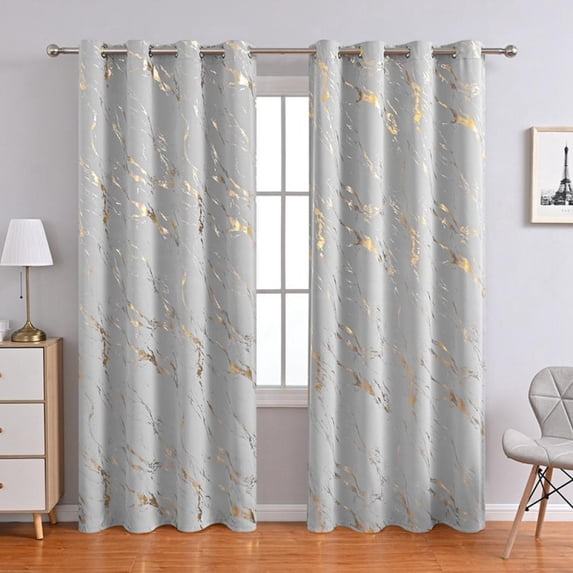 Blackout Curtains 102 inch Length 2 Panels Set Marble Designs Printed Drapes Thermal Curtains for Bedroom with Black Liner Sound Proof Curtains, Gray,40 Inch Wid