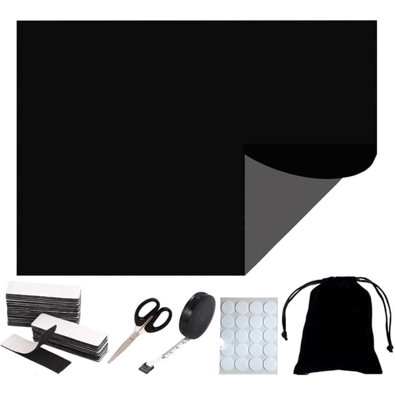 Blackout Curtains, 118" x 57" Portable Blackout Curtains DIY Window Blinds Non Perforated Detachable Black Out Insulation for 's Rooms Bedrooms Travel (Black, 118 * 57 in)
