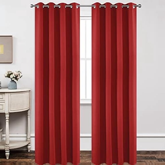 Blackout Curtains 120 inches Long 2 Panels Set, Thermal Insulated Long Curtains & Drapes 2 Burg, Room Darkening Grommet Drapes for Bedroom Living Room Windows(W52 x L120 Inch, Red)