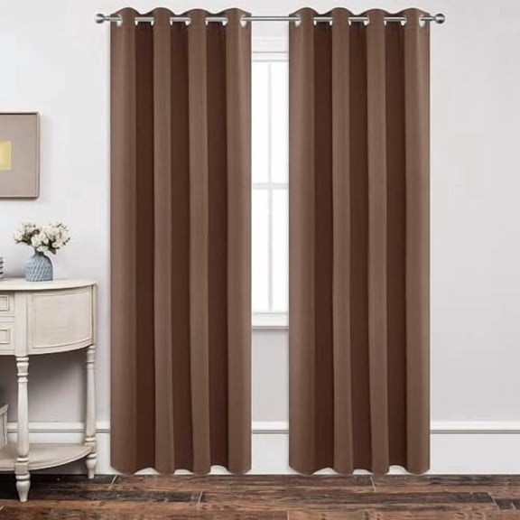 Blackout Curtains 120 inches Long 2 Panels Set, Thermal Insulated Long Curtains & Drapes 2 Burg, Room Darkening Grommet Drapes for Bedroom Living Room Windows (W52 x L120 Inch, Brown)