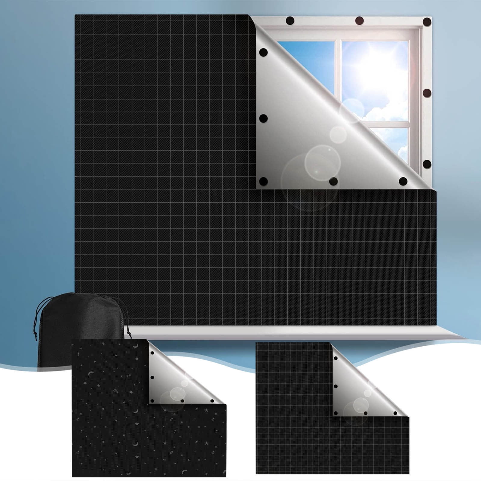 Blackout Curtains 145x300cm, 100 Suction Cups Self Adhesive, Light ...