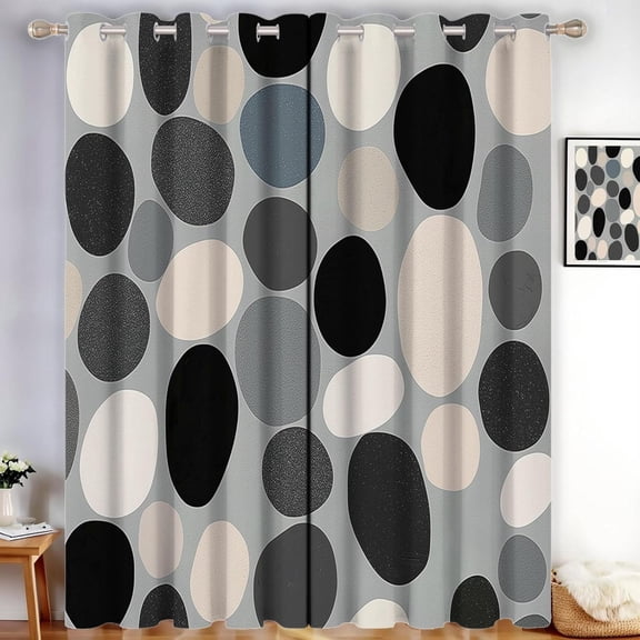 Blackout Curtains 2 Panels Cobblestone Thermal Insulated Window Treatment Simple Stone Eyelet Darkening Curtain For Living Room Bedroom Nursery 52"W x 84"L (Pack of 2)
