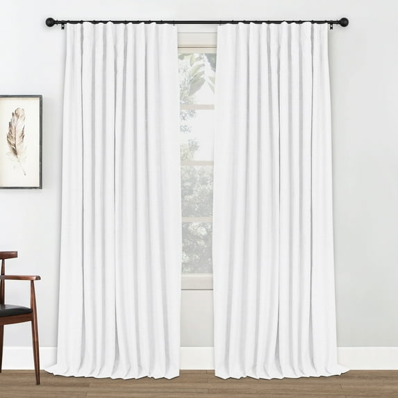 Blackout Curtains 2 Panels Set, Linen Textured Blackout Drapes, Thermal Insulated Curtains for Bedroom Living Room, W50" X L84" BrightWhite