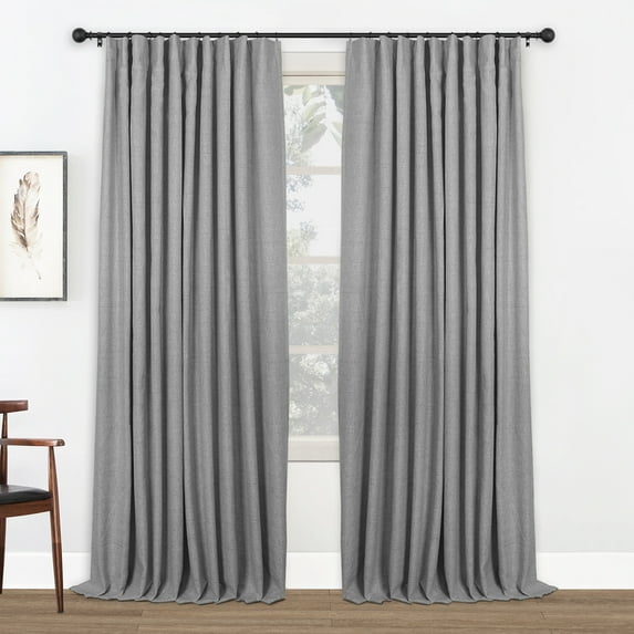 Blackout Curtains 2 Panels Set, Linen Textured Blackout Drapes, Thermal Insulated Curtains for Bedroom Living Room, W50" X L84" DarkGrey