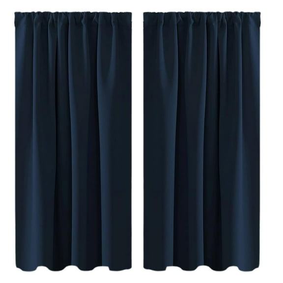 Blackout Curtains 38X63 Inches Navy C, Curtains for Bedroom 63 Inch Length Room Darkening Thermal Insulated Rod Pocket Curtains for Kids Room(38 X 63 Inches Long 1 Panel)