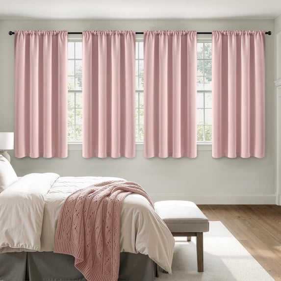 Blackout Curtains 4 Panels Sets Black 63 Inch Length, Top and Bottom ...
