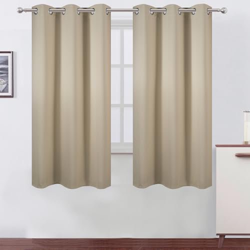 Blackout Curtains 40 x 63 inch/Beige Curtains Set of 2 Panels/Thermal ...