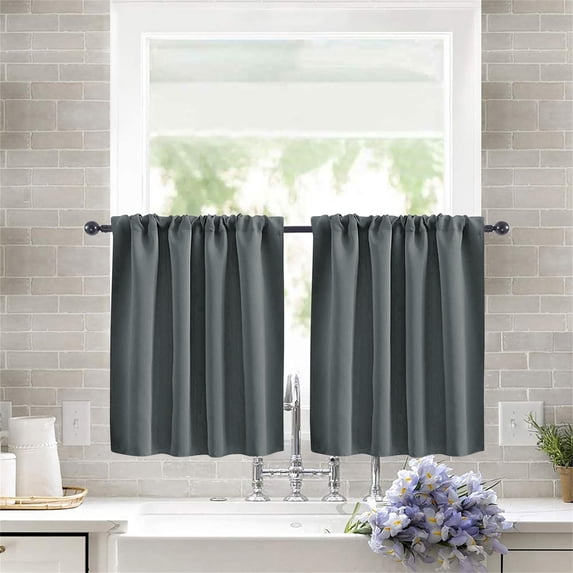 Blackout Curtains under $5! Yannianjz Short 36 Inches Blackout Curtain 2 Panels Set, Half Window Rod Pocket Privacy Curtain Tiers for Kitchen, Curtains Blackout for Bathroom Shades