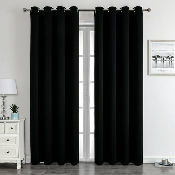 Blackout Curtains 51 Inches Long, Blackout Curtains for Bedroom Thermal Curtains for Summer Heat - 2 Panels,Room Darkening Curtains for Living Room, Bedroom