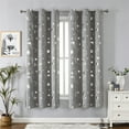 thumbnail image 1 of Blackout Curtains 52 Inches Long, Star Patterned Blackout Curtains for Bedroom Thermal Curtains for Summer Heat - 2 Panels,Room Darkening Curtains for Living Room, Bedroom, 1 of 6