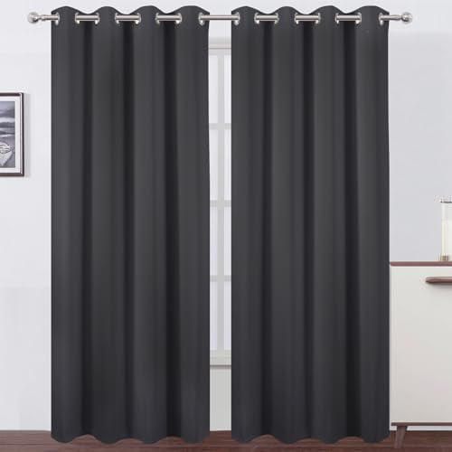 Blackout Curtains 52 x 108 inch/Dark Grey Curtains Set of 2 Panels ...