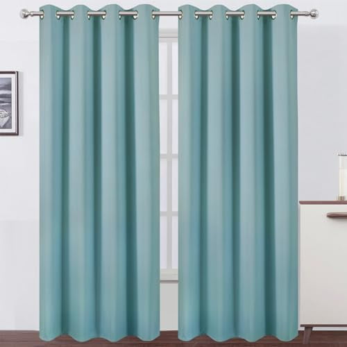 Blackout Curtains 52 x 108 inch/Stone Blue Curtains Set of 2 Panels ...
