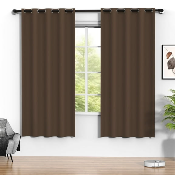Blackout Curtains, 52 x 72 inch Blackout Curtains Set of 2 Panels, Thermal Insulated Room Darkening Curtains for Bedroom, Privacy Protection & Noise Reducing, Brown