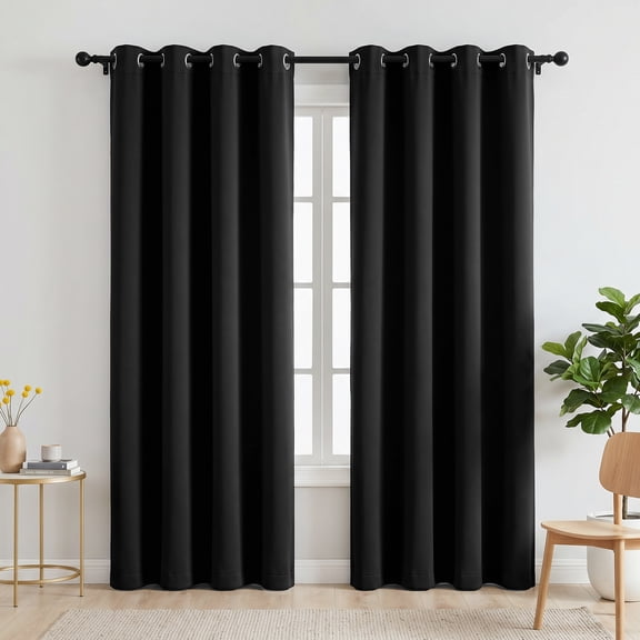 Blackout Curtains, 52 x 84 inch Black Curtains Set of 2 Panels, Thermal Insulated Room Darkening Curtains for Bedroom, Privacy Protection