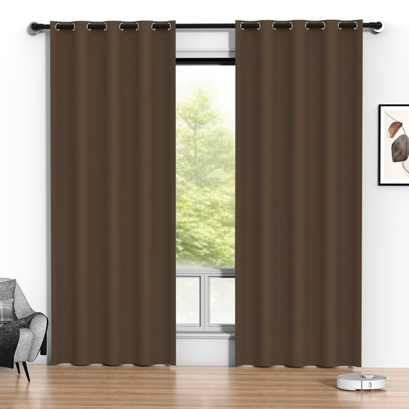Blackout Curtains, 52 x 84 inch Blackout Curtains Set of 2 Panels, Thermal Insulated Room Darkening Curtains for Bedroom, Privacy Protection & Noise Reducing, Brown