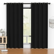 Blackout Curtains 52 x 84 inch, Thermal Insulated Black Curtains Set of 2 Panels, Noise Reduce Room Darkening Drapes for Bedroom, Living Room, Privacy Protection & Energy Saving