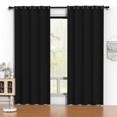 Blackout Curtains 52 x 84 inch, Thermal Insulated Black Curtains Set of 2 Panels, Noise Reduce Room Darkening Drapes for Bedroom, Living Room, Privacy Protection & Energy Saving