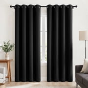 Blackout Curtains 52 x 84 inch, Thermal Insulated Black Curtains Set of 2 Panels, Noise Reduce Room Darkening Drapes for Bedroom, Living Room, Privacy Protection & Energy Saving