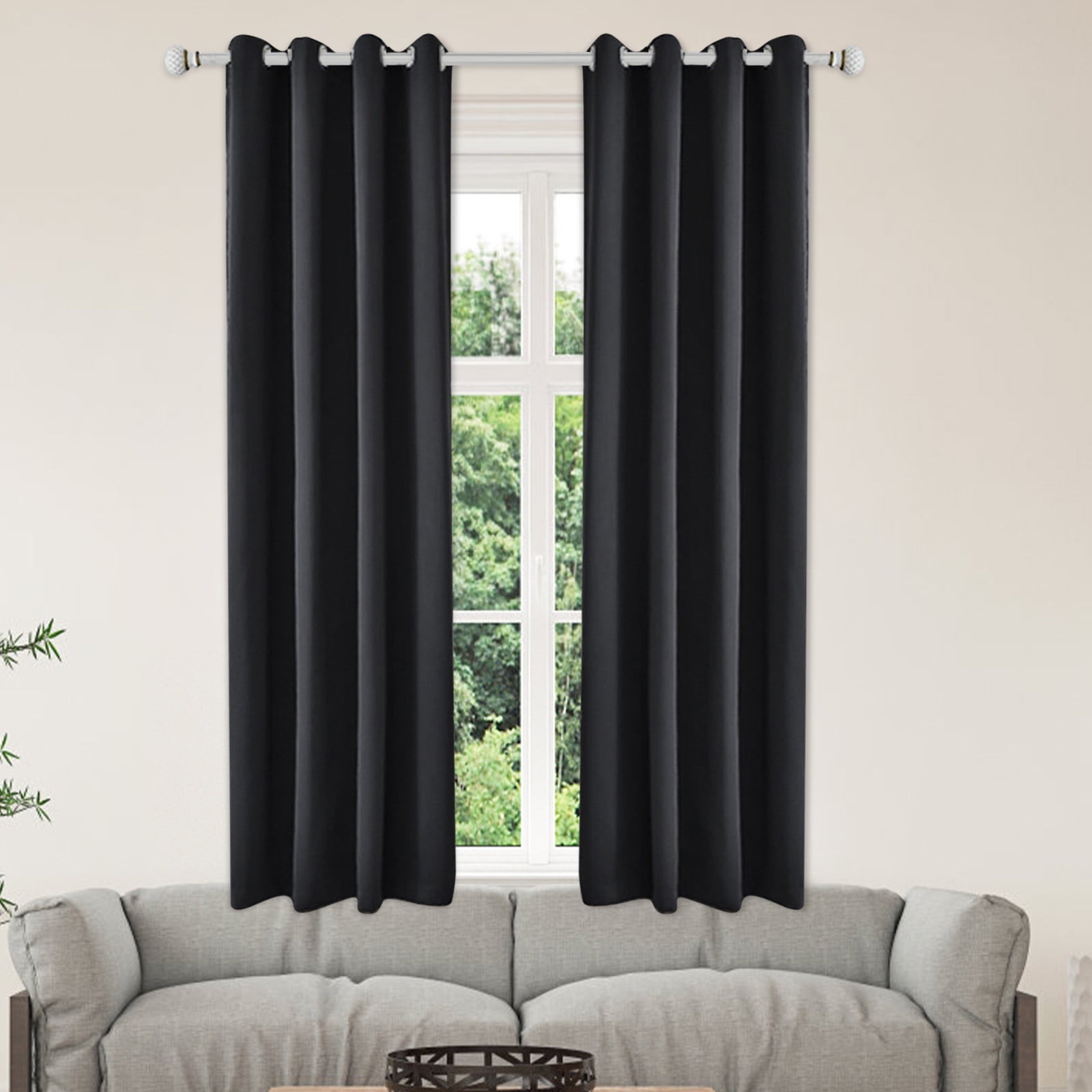 Blackout Curtains 52 x 84 inches Long Black Curtains Set of 2 Panels Thermal Insulated Room Darkening Curtains for Bedroom