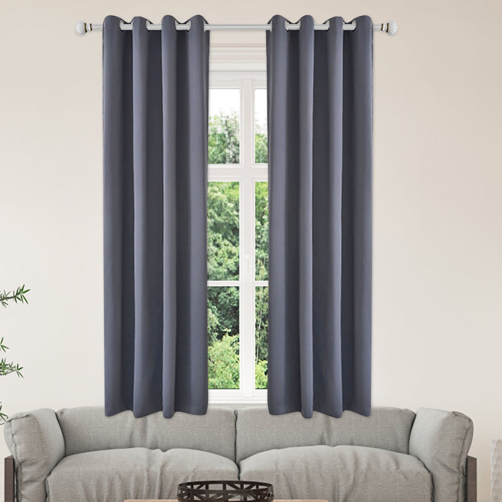 Blackout Curtains 52 x 84 inches Long Dark Gray Curtains Set of 2 Panels Thermal Insulated Room Darkening Curtains for Bedroom