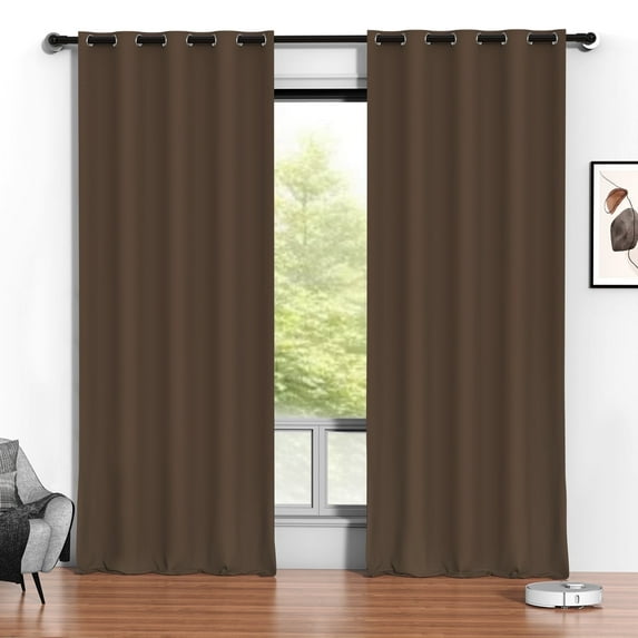 Brown Blackout Curtains, 52 x 96 inch Drapes Set of 2 Panels, Thermal Insulated Room Darkening Curtains for Bedroom Living Room, Privacy Protection&Noise Reduce