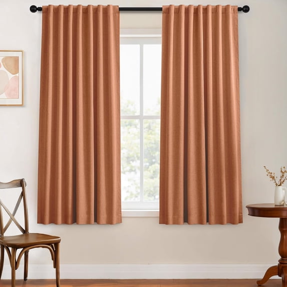 Blackout Curtains 63 Inches Long for Bedroom Nursery Living Room Darkening Terracotta Black Out Curtain Thermal Insulated Drapes Modern Farmhouse 2 Panels Set Drape