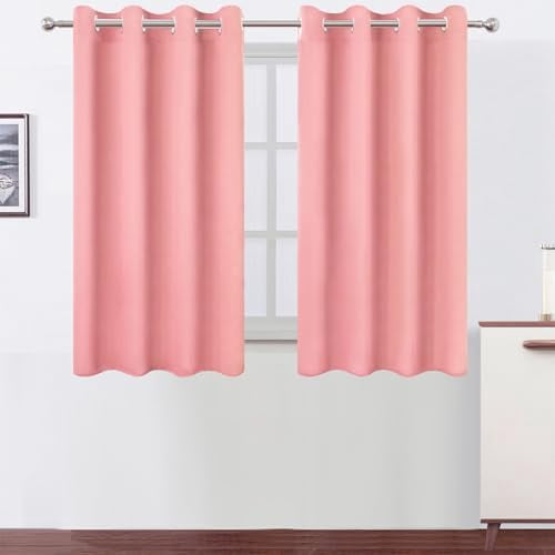 Blackout Curtains 66 x 54 Inch Long Pink Curtains Set of 2 Panels Room ...