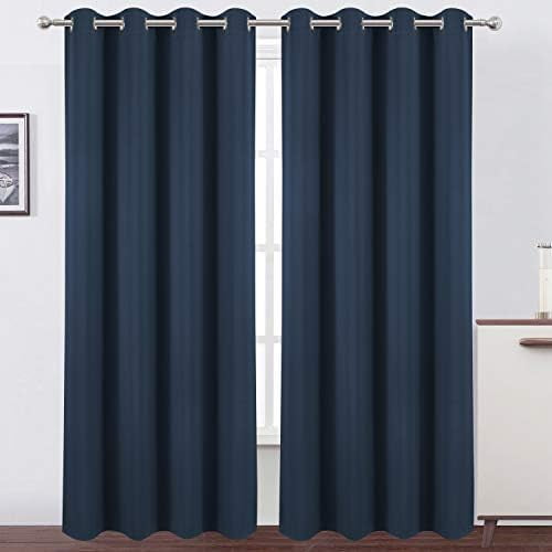 Blackout Curtains 66 x 95 inch/Navy Blue Curtains Set of 2 Panels ...