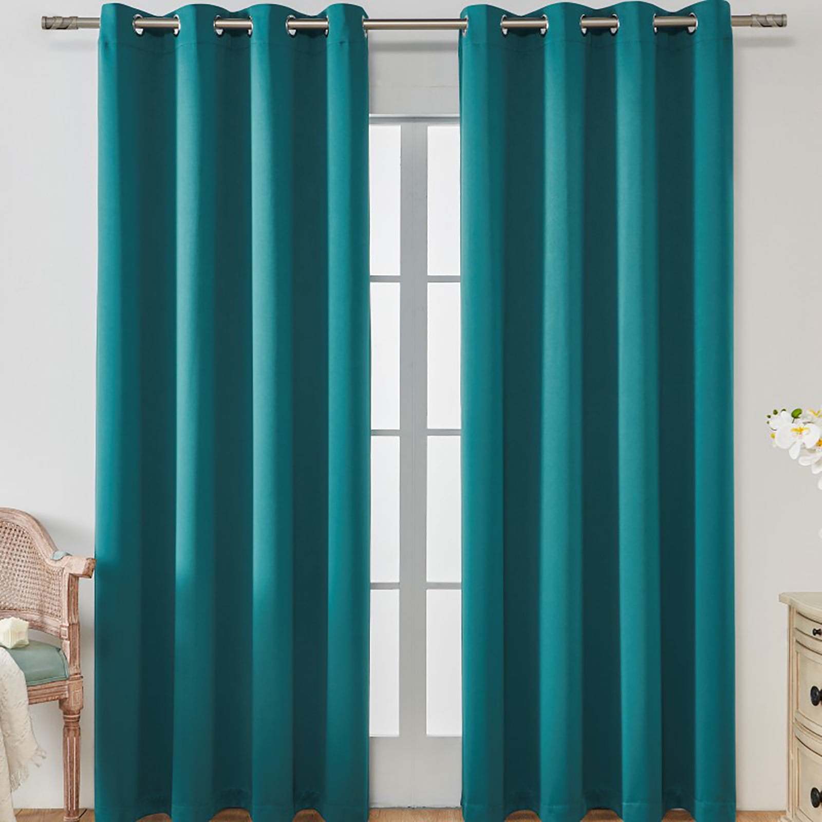 Blackout Curtains 84 Inch Length 2 Panels Set, Thermal Insulated Long Curtains& Drapes 2 Burg, Room Darkening Grommet Drapes for Living Room Bedroom Window (W52 x L84 Inch, Cyan) Spring Sale 2025