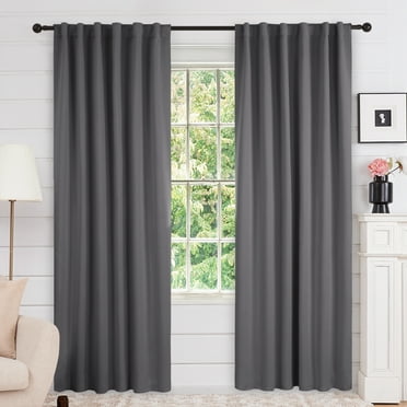 Blackout Curtains 84 inch Length for Bedroom - Back Tab and Rod Pocket Curtains 52"x84" 2 Panels Dark Gray