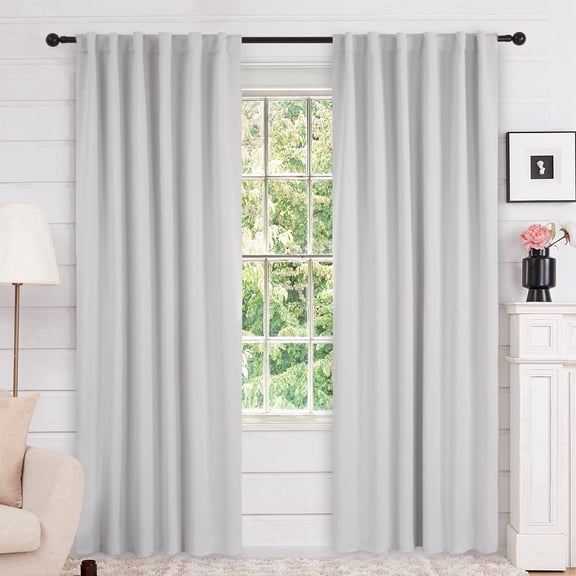 Deconovo Silver Gray Blackout Curtains for Bedroom, 52 x 84 inch, Back Tab Thermal Curtains, Set of 2