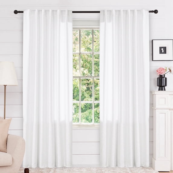 Deconovo Blackout Curtains for Living Room, 52x84 inch, Solid Back Tab Curtains, Pure White, 2 Panels